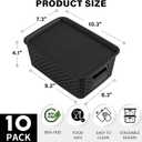 10 Pack Small Plastic Storage Bins with Lids, Stackable Plastic Storage Baskets for Organizing with Handles, Organizer Bins with Labels for Room, Craft, Containers for Pantry Organizers and Storage