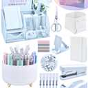 20Pcs White Desk Organizers and Accessories With Mesh Desk Organizer and 360Rotating Pen Holder and a Lot of Office White Office Supplies Beautifully Presented in a Gift Box