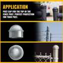 VIVIDA 1-3/8" Fence Post Caps, Chain Link Post Caps, Galvanized Steel, for 1-3/8" OD Pipe, Chain Link Fence Parts, 8 PCS
