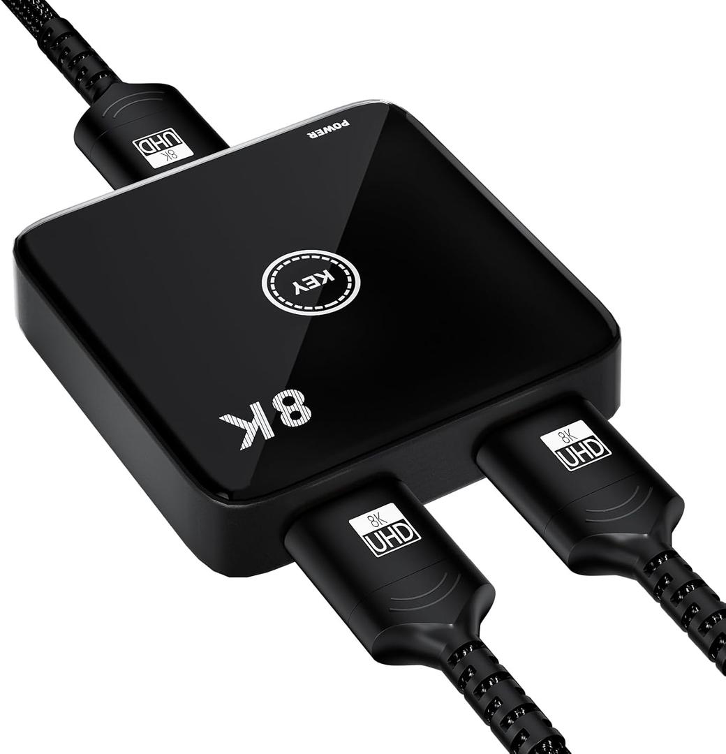 HDMI 2.1 Switch 2 in 1 Out 8K@60Hz, 4K@144Hz, Bi-Directional, Touch Control, VRR, Dynamic HDR, HDCP 2.3, 48Gbps, Zero Lag for PS5/Xbox Series X/Apple TV 8K/Roku Ultra/Fire Stick 8K Max