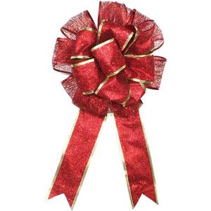 2 x BinaryABC Valentine's Day Bows Decoration Ornaments,Christmas Tree Topper Bow(Red)