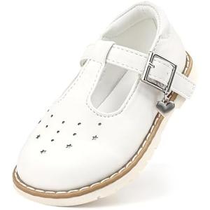 Wulubaba Baby Mary Jane Shoes Flower Infant Newborn Walking Dress Shoes for Wedding Party(Infant/Toddler),White,3