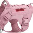 OneTigris Tactical Dog Harness Vest, No-Pull Service Dog Vest with Hook & Loop Panels, Adjustable Dog Vest Harness for Walking Hiking Training(Pink, XL)