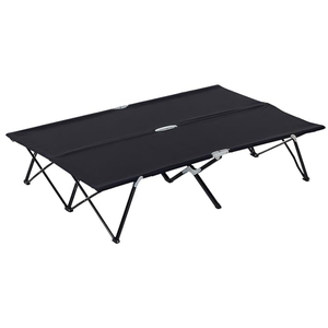 Outsunny 2 Person Folding Camping Cot for Adults, 50" Extra Wide Outdoor Portable Sleeping Cot with Carry Bag, Elevated Camping Bed, Beach Hiking, Black