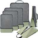 BAGAIL 4 Set/6 Set/8 Set Compression Packing Cubes Travel Accessories Expandable Packing Organizers (Half Mesh, 6-Matcha Green)