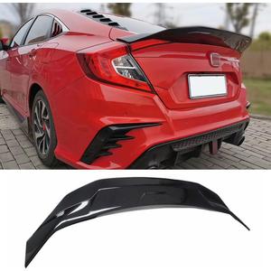 Rear Spoiler Compatible with 2016-2021 Honda Civic, Duckbill Fits for 2016 2017 2018 2019 2020 2021 4-Door Sedan, Trunk Exterior High Kick Tail Deck Lid Wing Lip (Glossy Black)