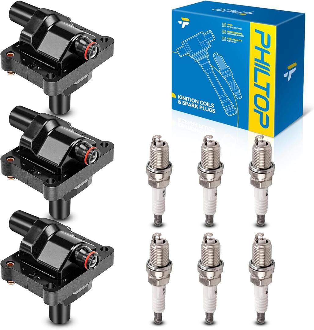 PHILTOP Ignition Coil Pack and Iridium Spark Plugs Fits for Benz 1994-1997 E320, 1994-1997 C280, 1994-1996 S320, 1994-1996 SL320, 1997 C230, 1993 300E 2.8L/3.2L, 1993 300CE, 3PCS UF137
