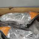 WEELMOTO for 2007-2011 HONDA CR-V EX, EX-L, LX, SE [4-Door Sport Utility] Headlights Pair Headlamp set Chrome Housing Amber Reflector Left+Right Side