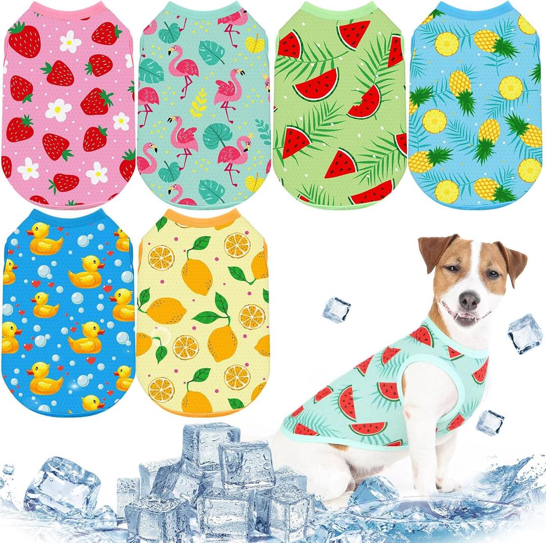 Abbylike 6 Pack Summer Shirts for Dog, Stretchy Dog T Shirts, Cooling Quick Dry Lightweight Pet Sleeveless, Breathable Cats Puppy Vest, Tank Top for Pet Hunting Training Hiking Camping(M)