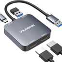 USB to HDMI Adapter, USB 3.0 to Dual HDMI Adapter with USB 3.0 Port, Audio Video Graphics Converter Cable for Laptop Monitor Desktop TV, Compatible with Mac OS, Windows, Dark Gray