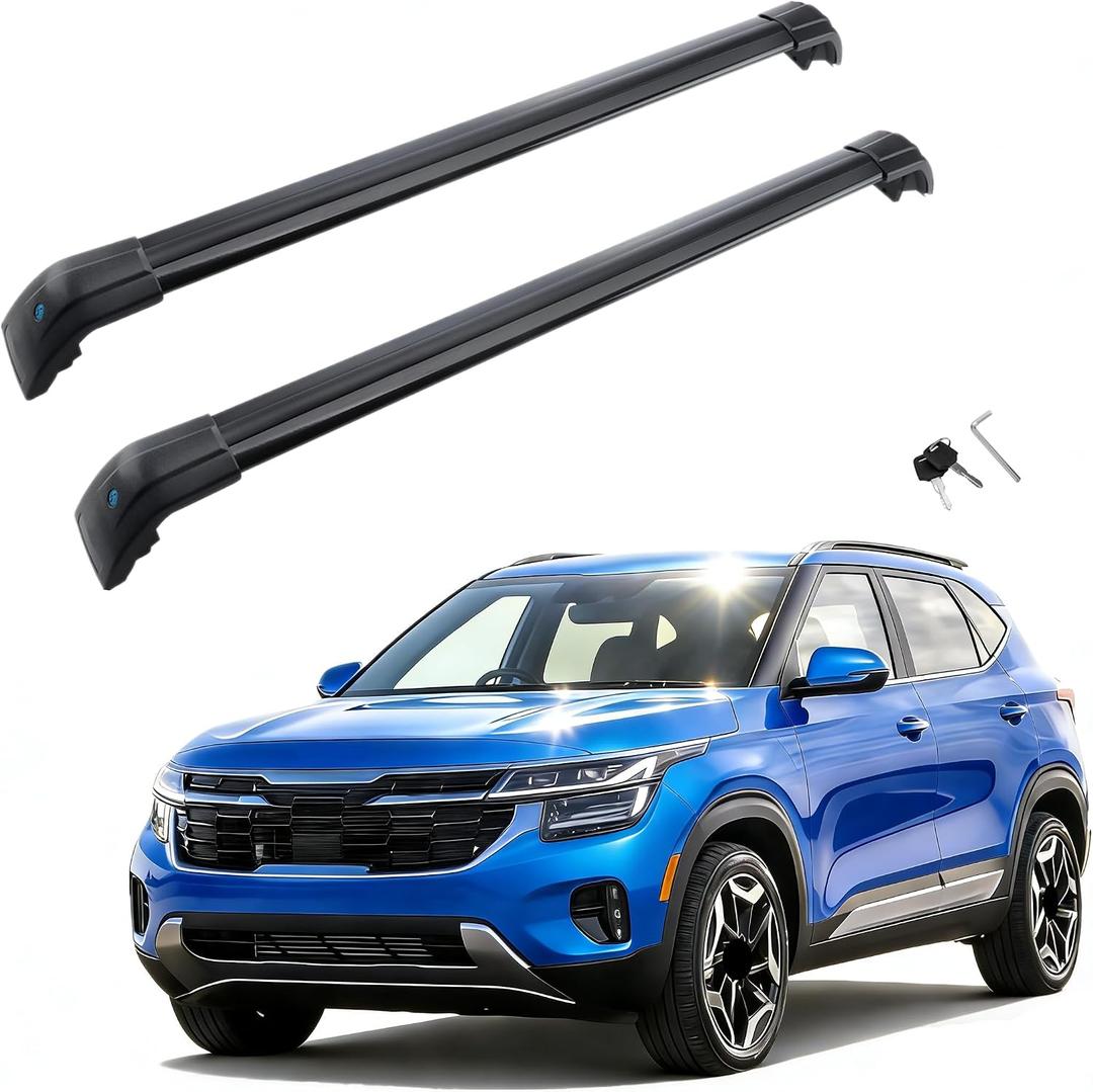 MotorFansClub Lockable Heavy Duty Aluminum Cross Bars Roof Rack Fit for KIA Seltos KX3 2019 2020 2021 2022 2023 2024 2025 2026 Roof Rails Cargo Rooftop Carrier Luggage Bars
