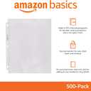 Amazon Basics Sheet Protectors for 3 Ring Binder, Non-Glare, Top Loading, Letter Size 8.5 x 11 in, Document Organizer, Pre-Punched Holes, Clear, 500-Pack