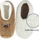 BenSorts Fuzzy Slipper Socks for Women Funny House Slippers with Grips (Brown)