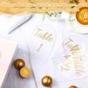 AceOrbit 30 Pack Gold Acrylic Wedding Table Numbers 1-30 with Stands 4 x 6 Inch Acrylic Table Signs with Gold Round Card Holder Wedding Seating Chart for Reception Decorations Event Party (Arch)