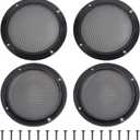 OLYCRAFT 4 Set Audio Speaker Cover Mesh 6.5 Inch Speaker Grill Cover Mesh Flat Round Speaker Grill Decorative Circle with Screws for Speaker Cabinet, Home Speaker, Car Speaker Electrophoresis Black