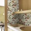 HAOKHOME Boho Peel and Stick Wallpaper Mushroom Forest Removable Stick on Contact Paper for Kitchen Bathroom Beige/Brown/Green17.3in x 32.8ft