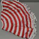 HOHOTIME Christmas Tree Skirt, Red White Annual Rings 30 Inch Tree Skirt with Pom Pom Trim for Holiday Party Xmas Natural Rustic Tree Skirt for Holiday Home Decor