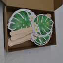 50 Pcs Hawaiian Luau Paper Hand Fans Bulk, Hawaiian Luau Wedding Party Favors Decorations, Palm Leaves Tropical Hand Fans with Wooden Sticks, Photo Props for Guests