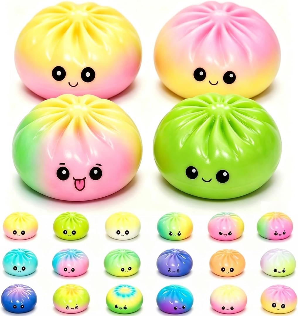 4Pcs Dumpling Squishies Mystery Box, 18 Colors Random Mystery Glitter Dumpling Squishies Toy, 2026 Upgrade Colorful Stress Balls Fidget Sensory Toy Desk Toys (Random 4 Colors)