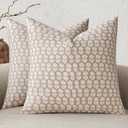 MIULEE Block Print Pillow Covers 20x20 Inch Set of 2, Vintage Floral Throw Pillow Cases Neutral Linen Farmhouse Cushion Covers for Couch Sofa Bed Chair Living Room, Cream Oatmea