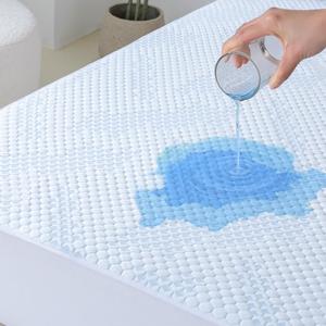 Nano-Cooling Fiber Mattress Protector Queen Size (60" x 80") 100% Waterproof, Cooling Experience Unrivaled Comfort Perfect for Every Family