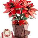 3D Flower Wooden Puzzles for Adults-Poinsettia, DIY Wooden Flowers Model Kit Building Set Crafts for Adults to Build, Botanical Collection/Ideal Creative Gift Ideas/Housewarming (153PCS)