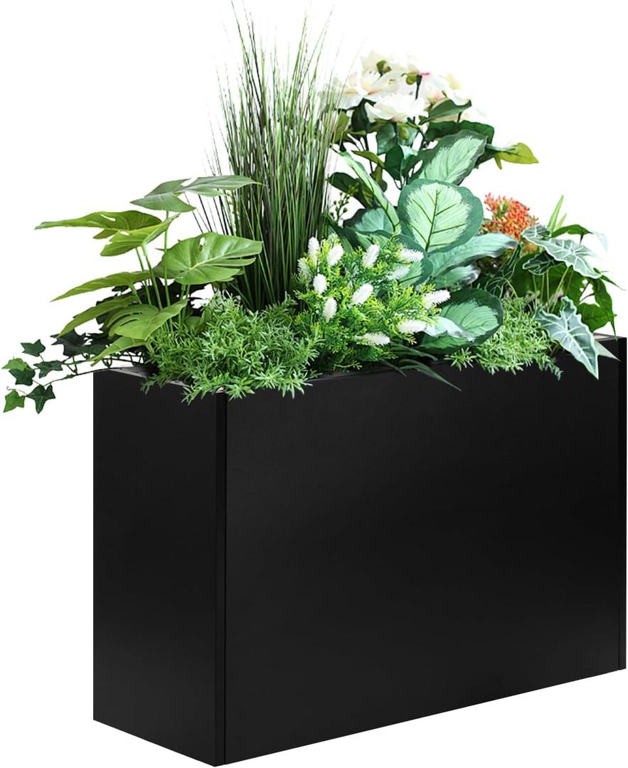 Heavy Duty Steel Raised Planter Box 30x12x24 with Adjustable Shelf - Rust-Resistant Large Indoor/Outdoor Garden Container, 6 Drainage Holes, Reinforced Metal for Patio, Balcony, Deck