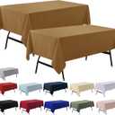 2-Pack 60x144 inch Coffee Table Cloths, Solid Stain and Wrinkle Resistant Oblong Tablecloth, Premium Plain Weave Polyester Fabric Rectangle Table Linen Covers for Hotel, Banquet