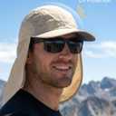 Mens Sun Hat with Breathable Mesh Sun Hats for Men Sun Protection Fishing Hat with Neck Flap for Hiking Cycling (Light Beige)