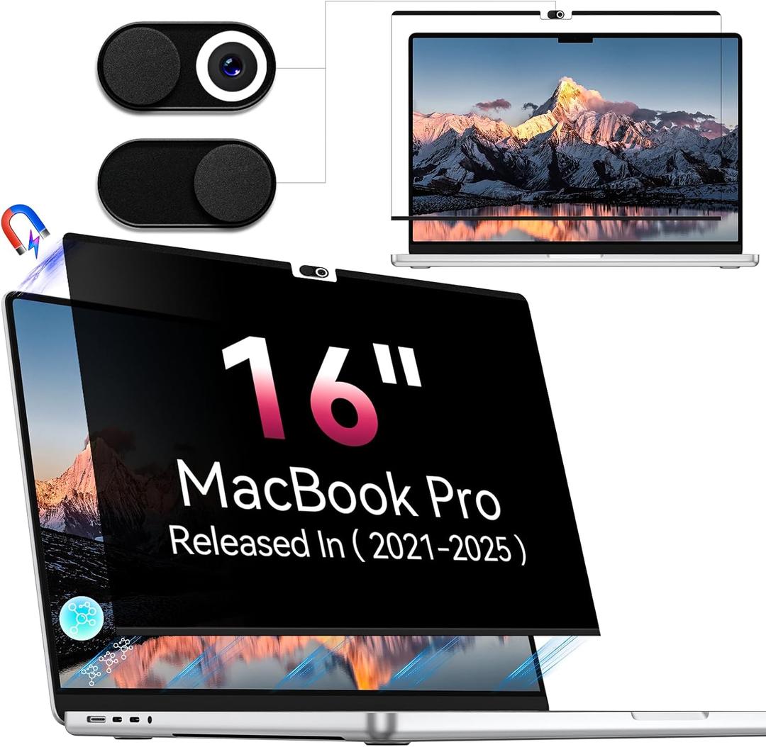 Magnetic Privacy Screen Compatible with MacBook Pro 16 Inch (2021-2025, M1, M2, M3, M4), 16inch Removable Matte Anti Blue Light Glare Private Filter Protector for Mac Pro 16.2" Laptop