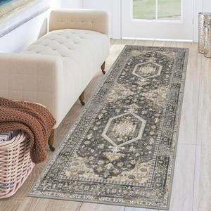 KUTA Runners for Hallways 2x6 Hazel, Vintage Floral Kitchen Rugs Non-Slip Washable Runner Ultra Soft Printed Retro Flower Carpet Entryway Rug for Bedroom Laundry Nursery Entryways