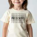 Kids Toddler Baby Boys Girls Back to School Shirt First Day of Preschool T-Shirt Short Sleeve Top (Beige)