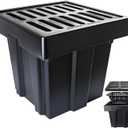 Catch Basin with Cast Iron Grate,18x18x15in Heavy Duty Catch Basin for Drainage with Debris Basket, Square French Drain Basin Without Reserved Hole for Driveway,Yard, Patio,Downspou, Lawn Commercial.