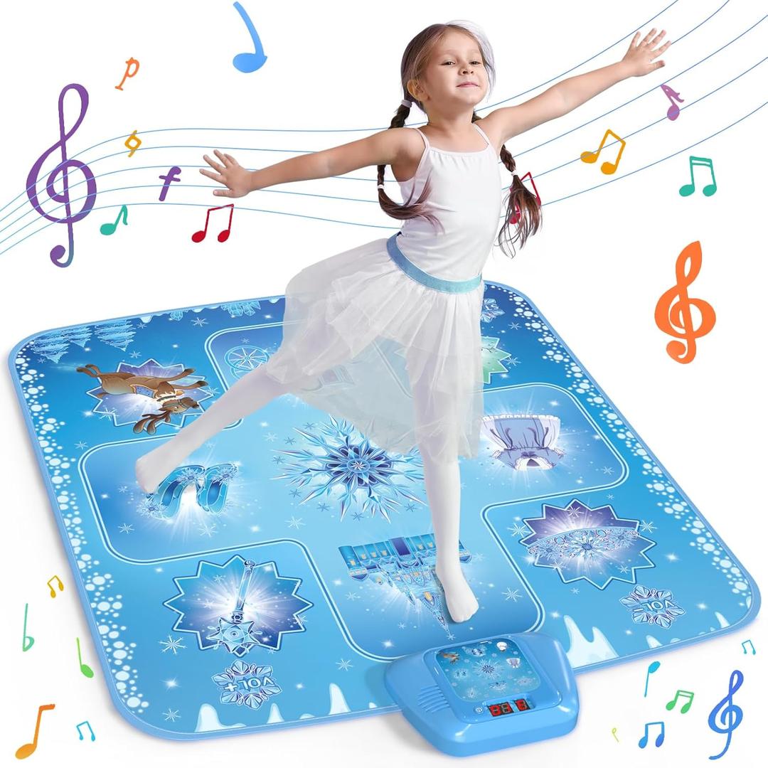 GirlsHome Dance Mat - Frozen Toys for Girls Electronic Dance Pad with 5 Game Modes, Built-in Music, Touch Sensitive Light Up LED Kids Musical Mat, Christmas & Birthday Gift for Girls 3-12