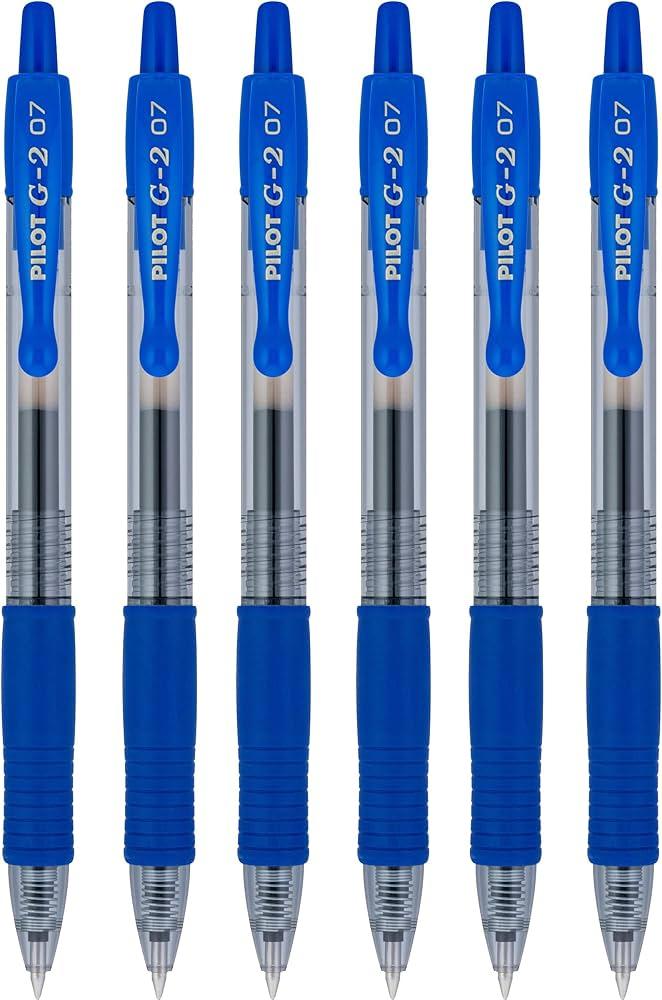PILOT G2 Premium Refillable and Retractable Rolling Ball Gel Pens, Fine Point, Blue Ink, (Pack of 6, 30 Count Total)