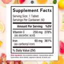 Doctor's Recipes Iron Supplement 65 mg with Vitamin C - Maximized Absorption & Stomach Friendly Iron Pills for Red Blood Cells Formation, Heart, Brain & Immunity Health - Vegan Non-GMO 60 Iron Tablets (EXP 06/01/27)