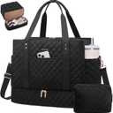 LOVEVOOK Large Travel Duffle Bag for Women, 45L Weekender Bags with Shoe Compartment & Wet Pocket, Quilted Carry On Personal Item Bag, Overnight Hospital Bags for Labor Delivery Black