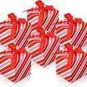 24 Pcs Red Candy Boxes with Lids - Christmas Goody Gift Boxes with Ribbon and Bows - Nesting Gift Boxes for Xmas Party Decorations