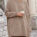 Saodimallsu Womens Oversized Tunic Sweaters Long Sleeve Crew Neck Chunky Knit Slouchy Casual Pullover Sweater Tops (Medium, Khaki)