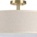 4 Light 20 Inch Semi Flush Mount Close to Ceiling Light Fixture,Off White Fabric Shade Gold Finish for Bedroom,Living Room,Dining Room Hallway