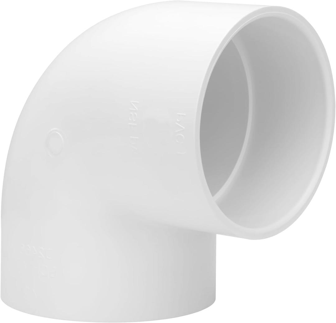 4 Inch 90 Degree Elbow 2 Way Right Angle PVC Pipe Fitting, Furniture Build Grade SCH40 (Socket x Socket) 4" PVC Fitting Connectors for DIY Shelf Garden Support Structure
