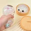 Dumpling Squishies,Glitter Dumpling, Glitter Squishy with Box,Easter Basket Stuffers (White)