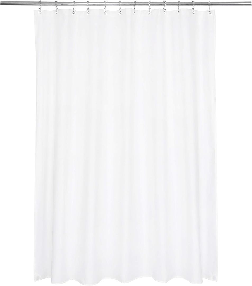 Ultimate Waterproof Extra Long Fabric Shower Curtain or Liner 72x90, Breathable TPU & Machine Washable, Use for Bath Tub/Stall in Home and Hotel, White, 72"x90"