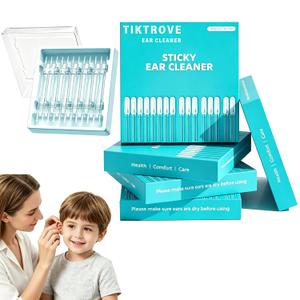 Upgraded Sticky Ear Cleaning Stick, 24 Pcs Reusable Earwax Removal Tool Kit, Soft Resin Adhesive Tips Ear Cleaner for Adults & Kids,Portable Set