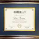 Diploma Frame 8.5 x 11 with Blue over Gold Mat or Display 11x14 Document without Mat Certificate Degree Graduation Gifts Mahogany with Gold Beads Wall Mount&Tabletop Display