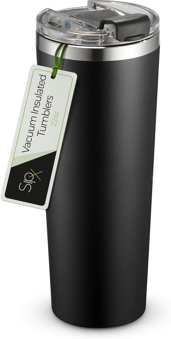 SIPX 22 oz Insulated Coffee Tumbler with Leakproof Lid  Stainless Steel, Vacuum Insulated  Keeps Drinks Hot or Cold for Hours  Cupholder Friendly Travel Mug  Black