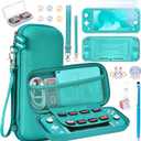 innoAura Switch Lite Case 18-in-1 Accessories Bundle for NS Switch Lite (2019), with Protective Carrying Case, Game Holder, Screen Protector & Cute Thumb Grips, Turquoise