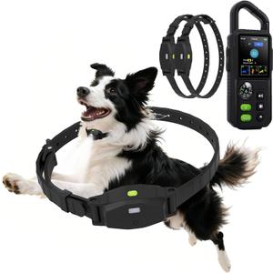 Dog Wireless Fence for 2 Dogs, 3 in 1 Adjustable Dog Perimeter Collar Wireless Fence, Portable Waterproof Training Collar Rechargeable