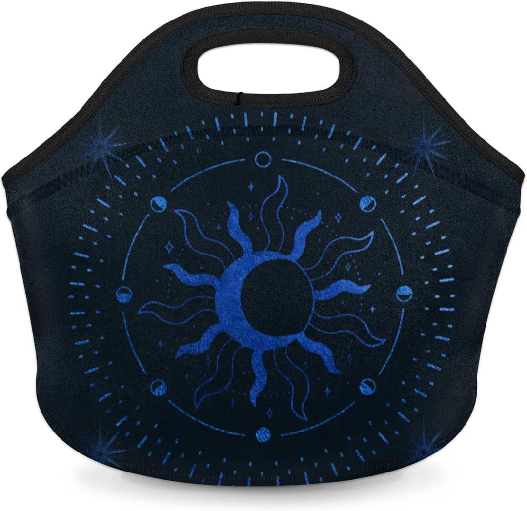 Women Lunch Bags Neoprene Lunch Box Sun and Moon Reusable Waterproof Lunch Tote Organizer for Work Outdoor Travel Camp Picnic
