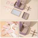 Velvet Travel Jewelry Box with Large Mirror, Double-Layer Jewelry Organizer Case for Women and Girls, Portable Storage Case with 6 Anti-Tarnish Bags Gift Ready for Her (Lavender)